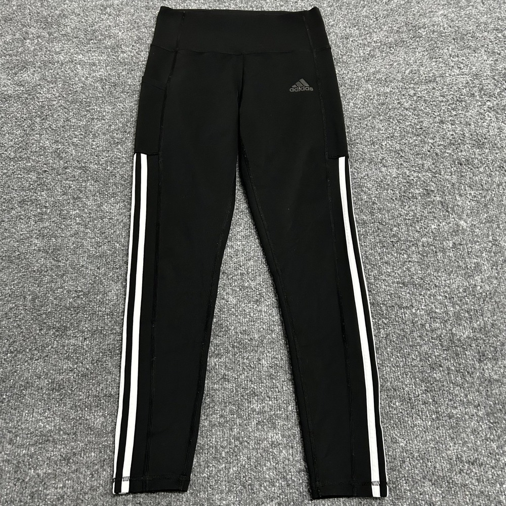 Adidas Leggings Womens Size S Black Aeroready 3-Stripe High Rise Athletic Gym